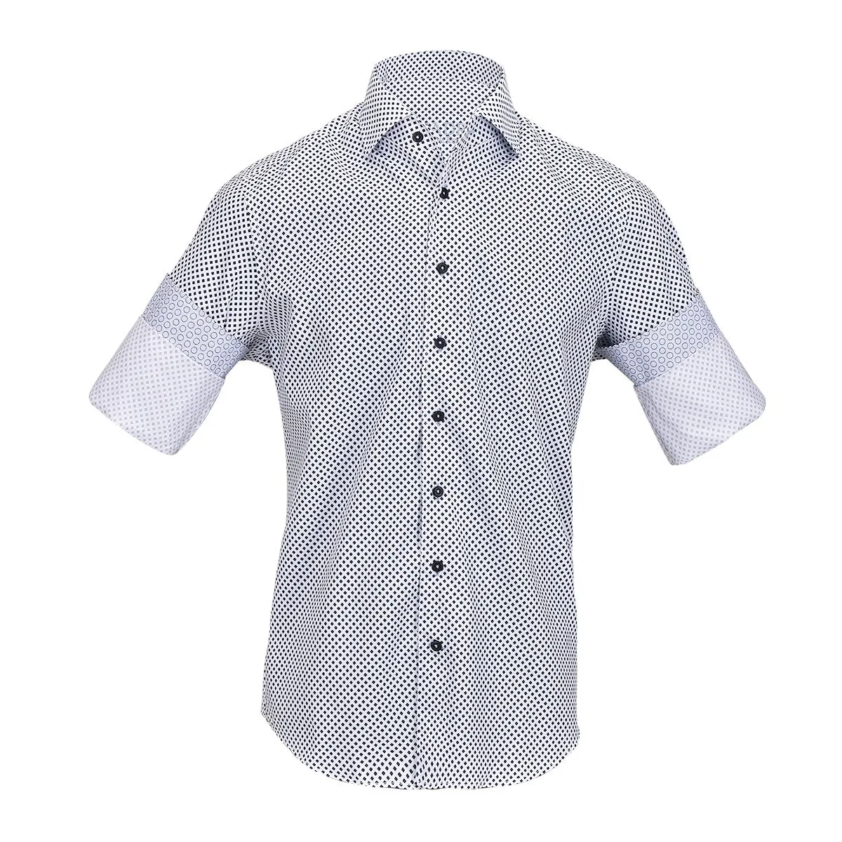 CMW480R - Cuadra white fashion casual cotton blue diamond shirt for men