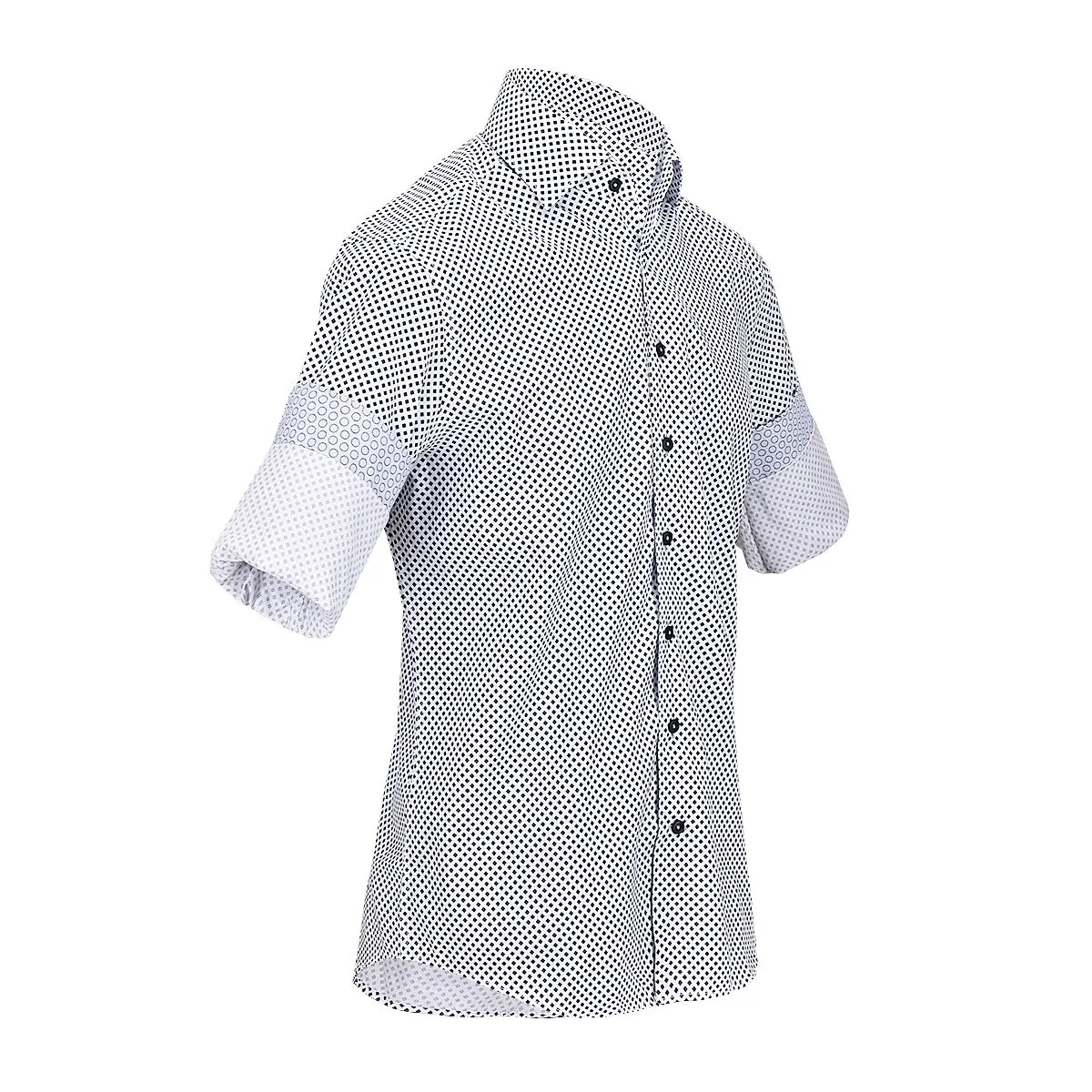 CMW480R - Cuadra white fashion casual cotton blue diamond shirt for men