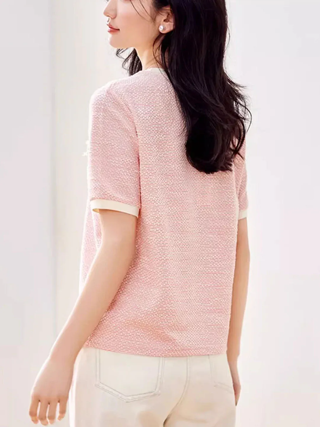 Crew Neck Textured Top