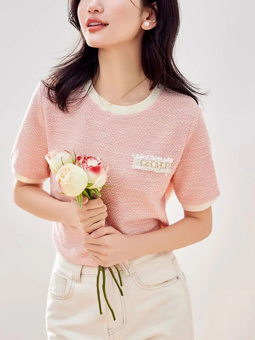 Crew Neck Textured Top