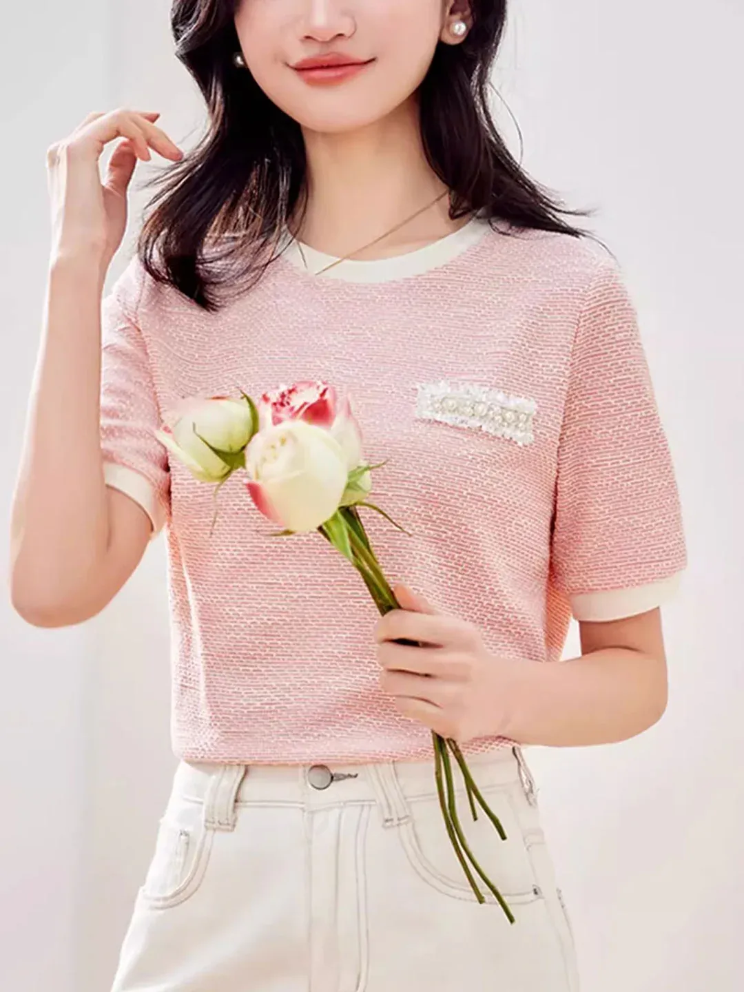 Crew Neck Textured Top
