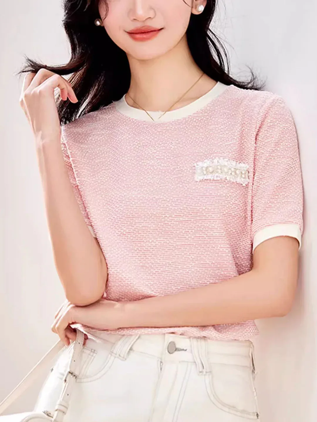 Crew Neck Textured Top