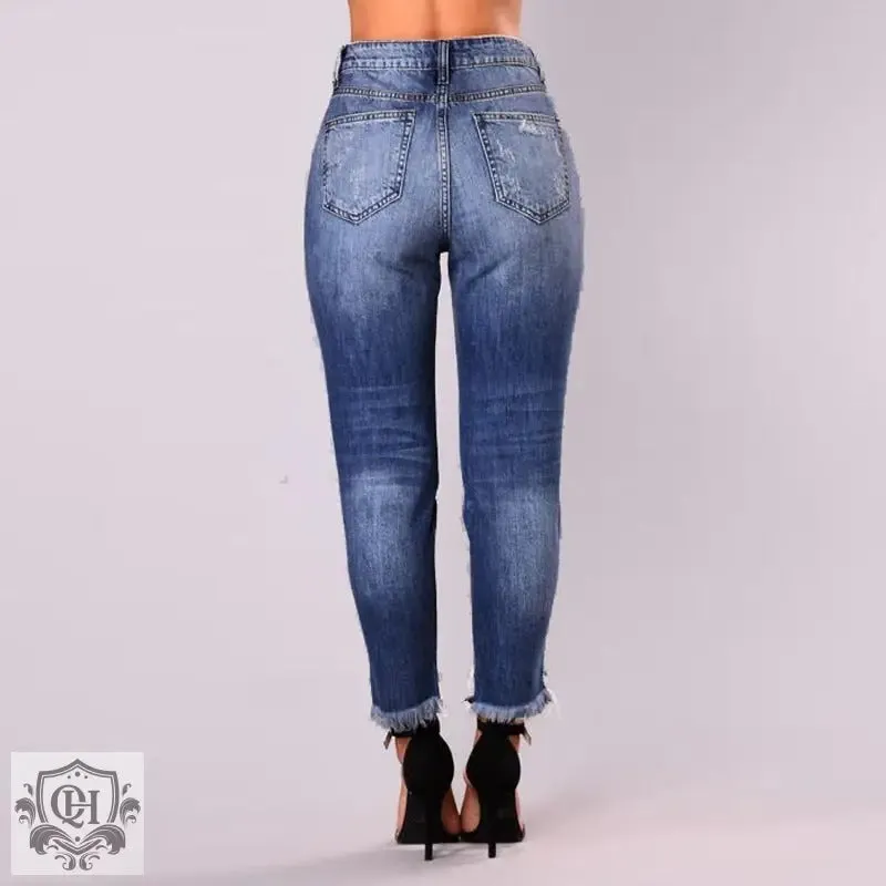 Cropped Ripped Denim Jeans