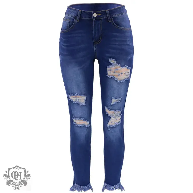 Cropped Ripped Denim Jeans