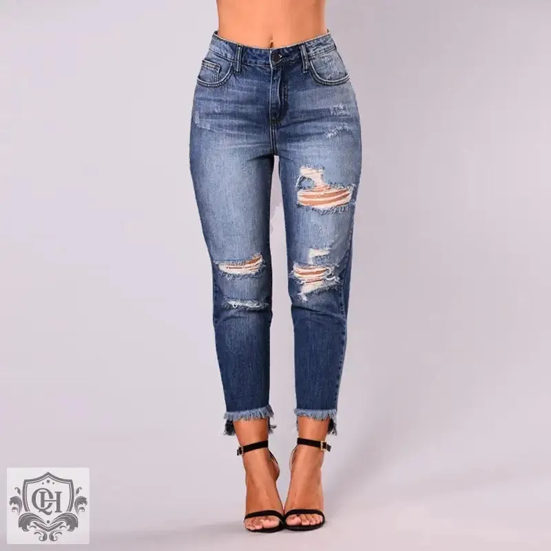 Cropped Ripped Denim Jeans