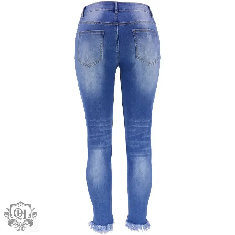 Cropped Ripped Denim Jeans
