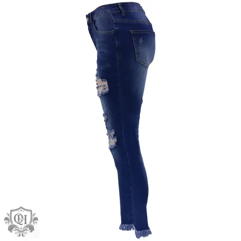 Cropped Ripped Denim Jeans