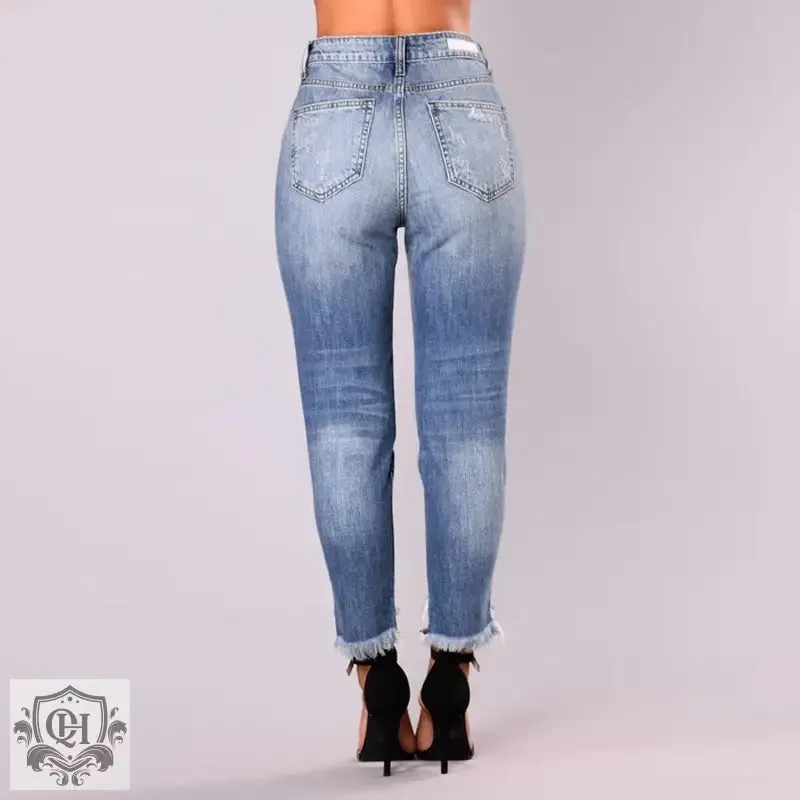 Cropped Ripped Denim Jeans