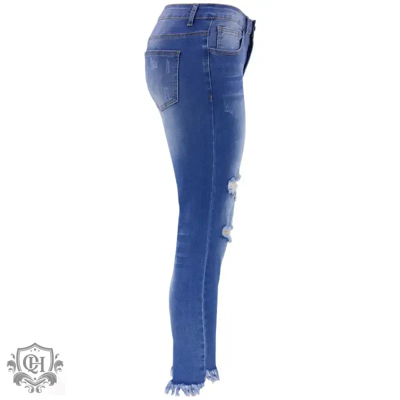 Cropped Ripped Denim Jeans
