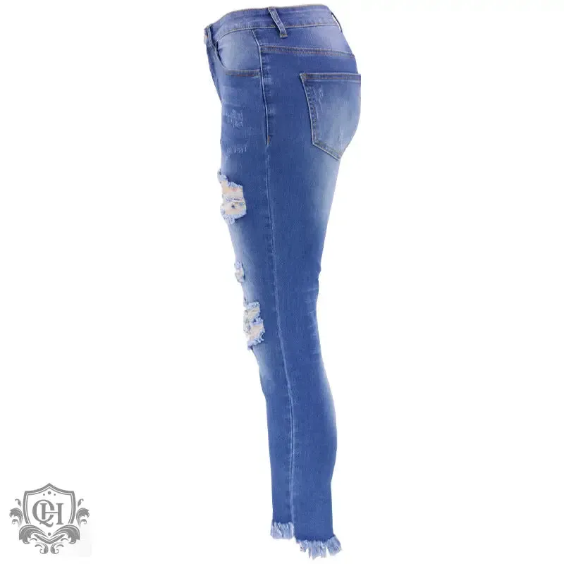 Cropped Ripped Denim Jeans