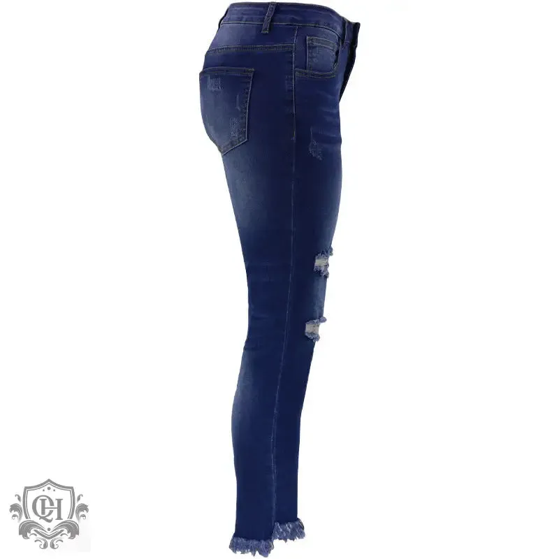 Cropped Ripped Denim Jeans
