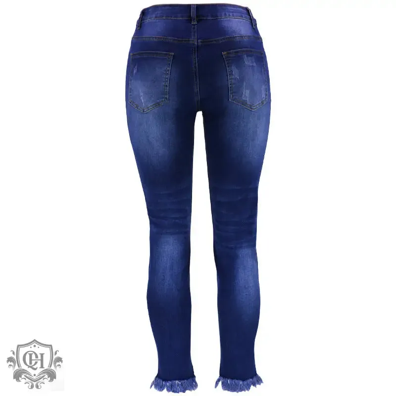 Cropped Ripped Denim Jeans