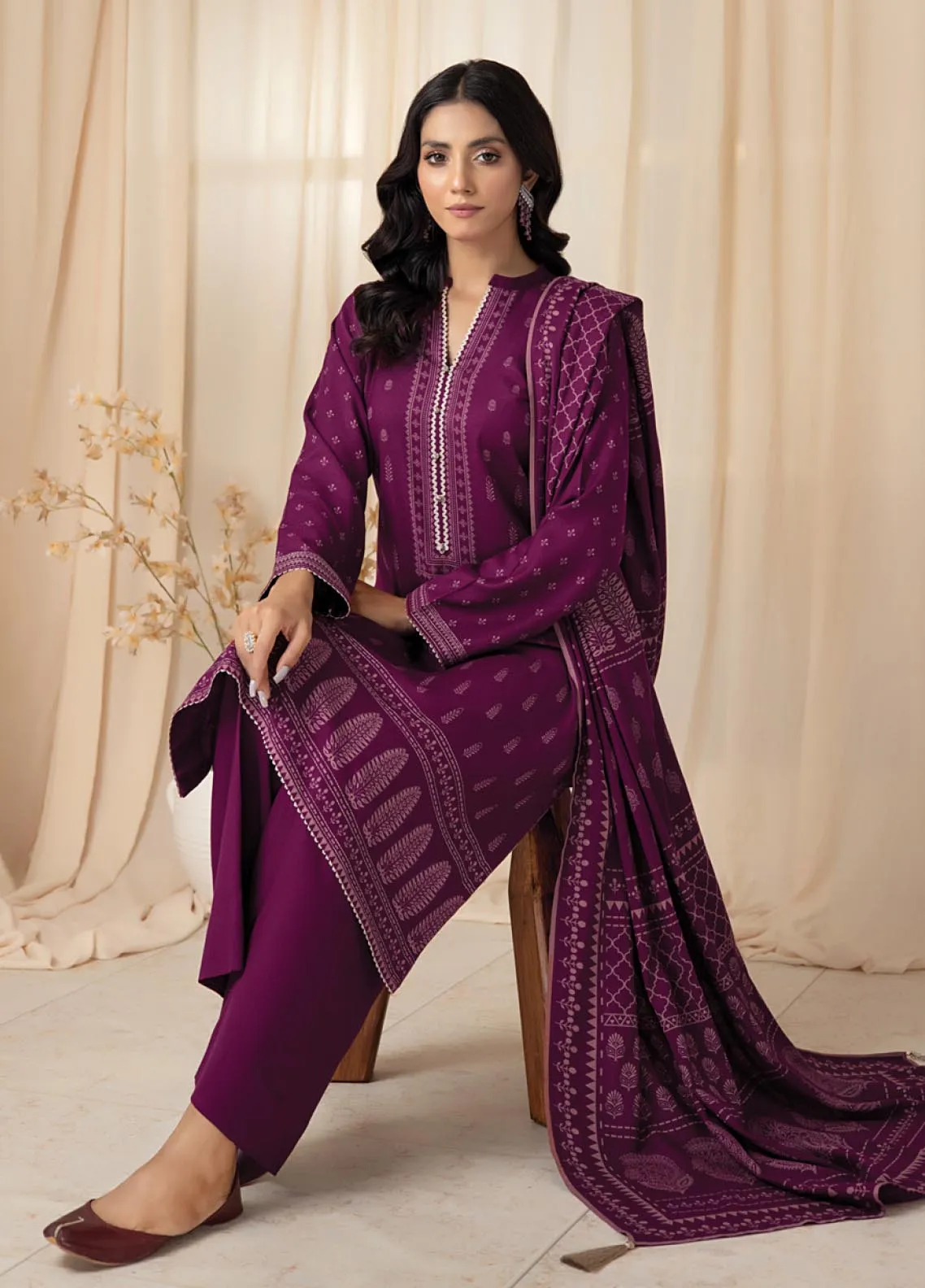 D#1001A LSM Lakhany Cashmi Vool Printed Collection 1022 V-1