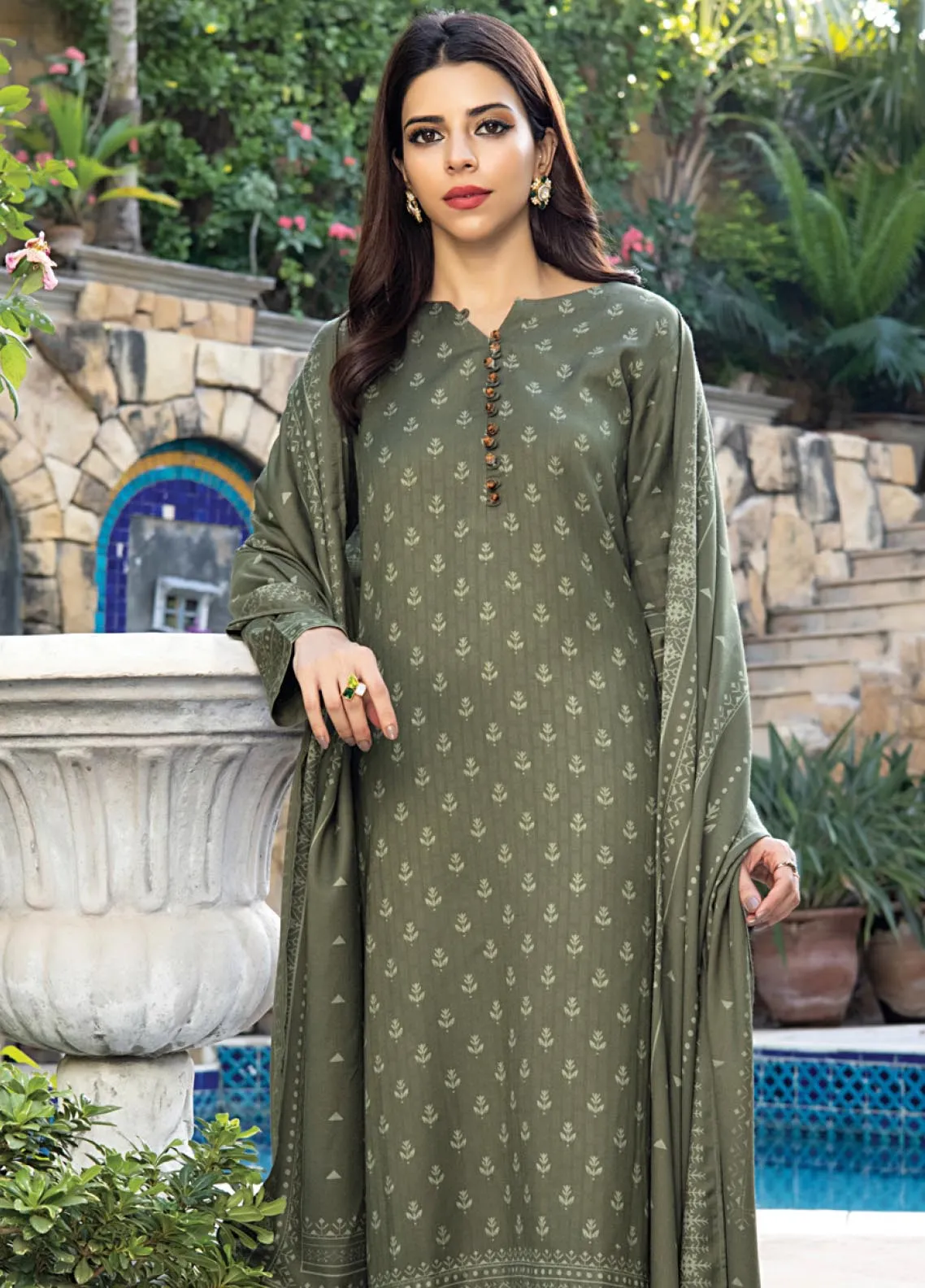 D#1015B LSM Lakhany Cashmi Vool Printed Collection 1122 V-2
