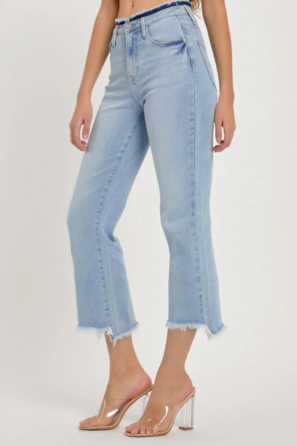 Davie High Rise Raw Hem Cropped Straight Jeans