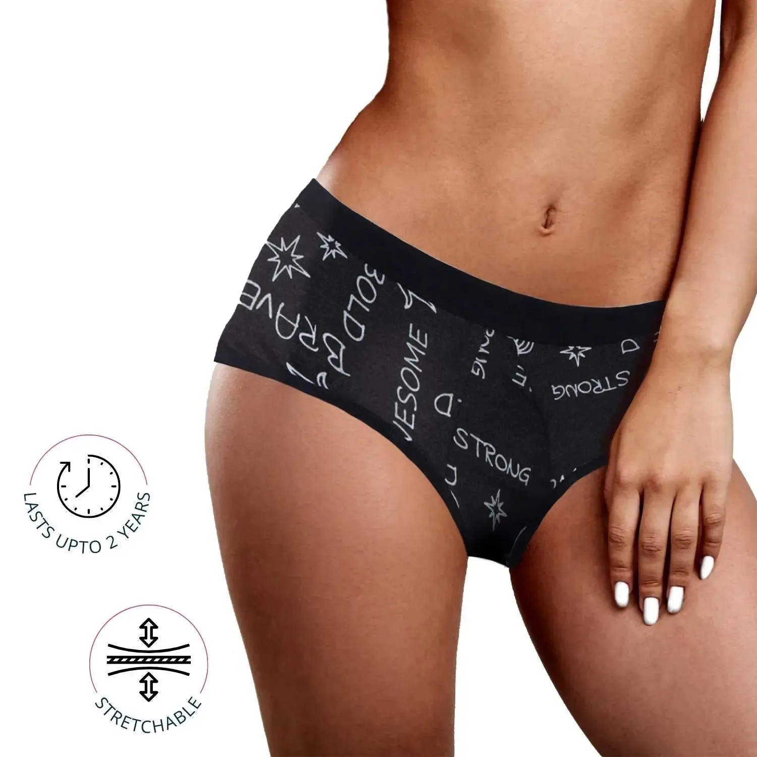 D'chica Pack of 2  Eco-Friendly Anti Microbial Lining Period Panties For Teenagers No Pad Required, Dark Grey & Grey