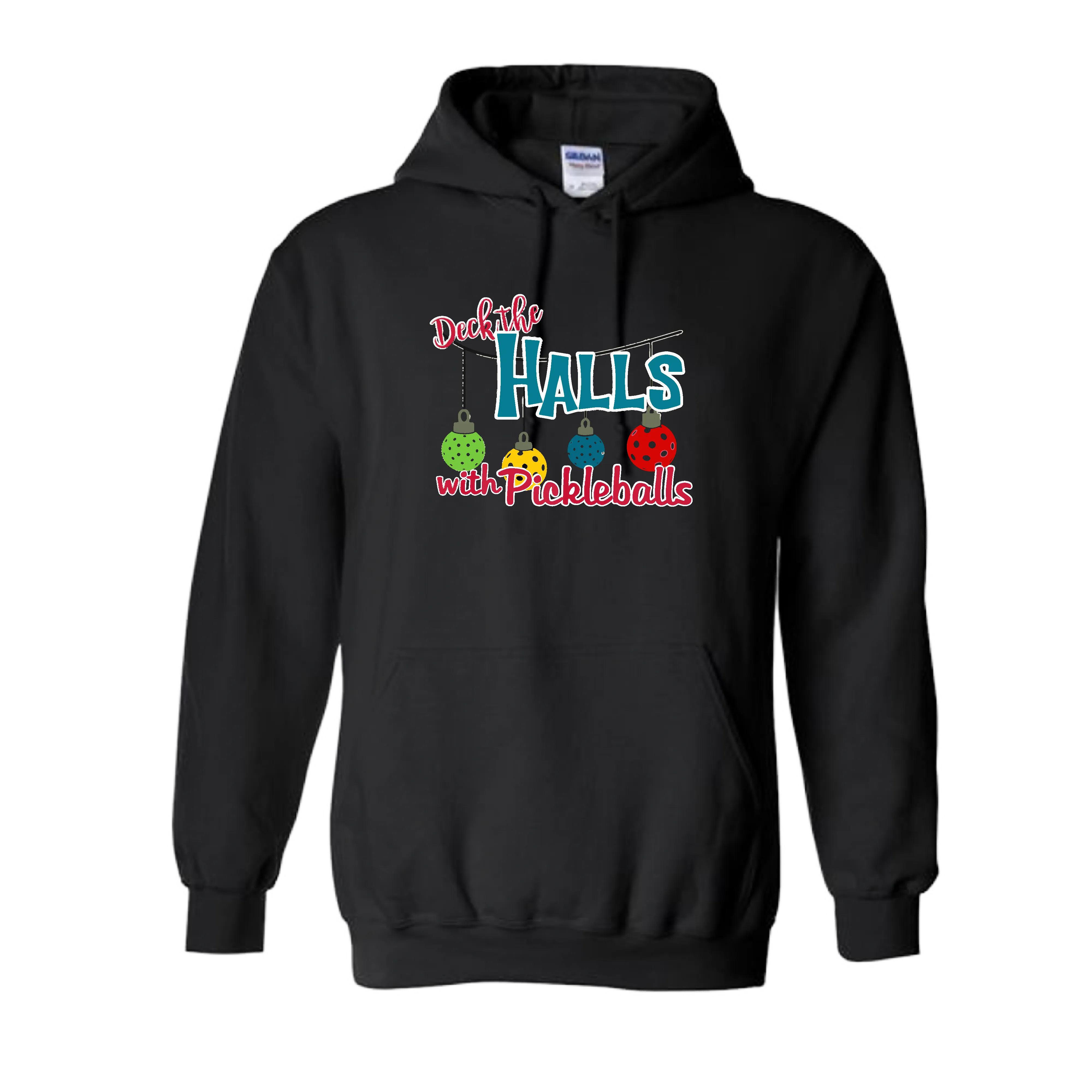 Deck the Halls with Pickleballs | Unisex Hoodie Athletic Sweatshirt | 50% Cotton/50% Polyester