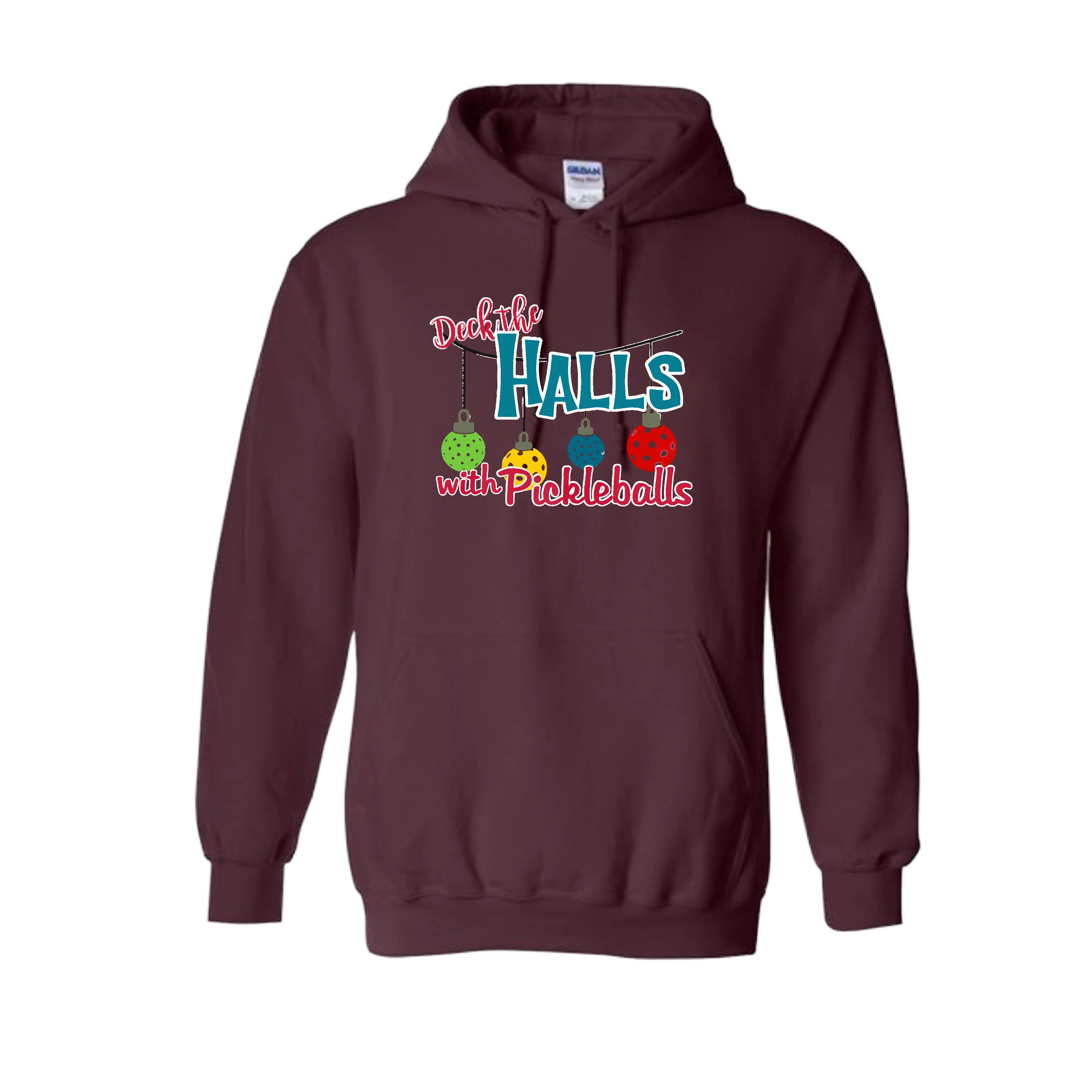 Deck the Halls with Pickleballs | Unisex Hoodie Athletic Sweatshirt | 50% Cotton/50% Polyester