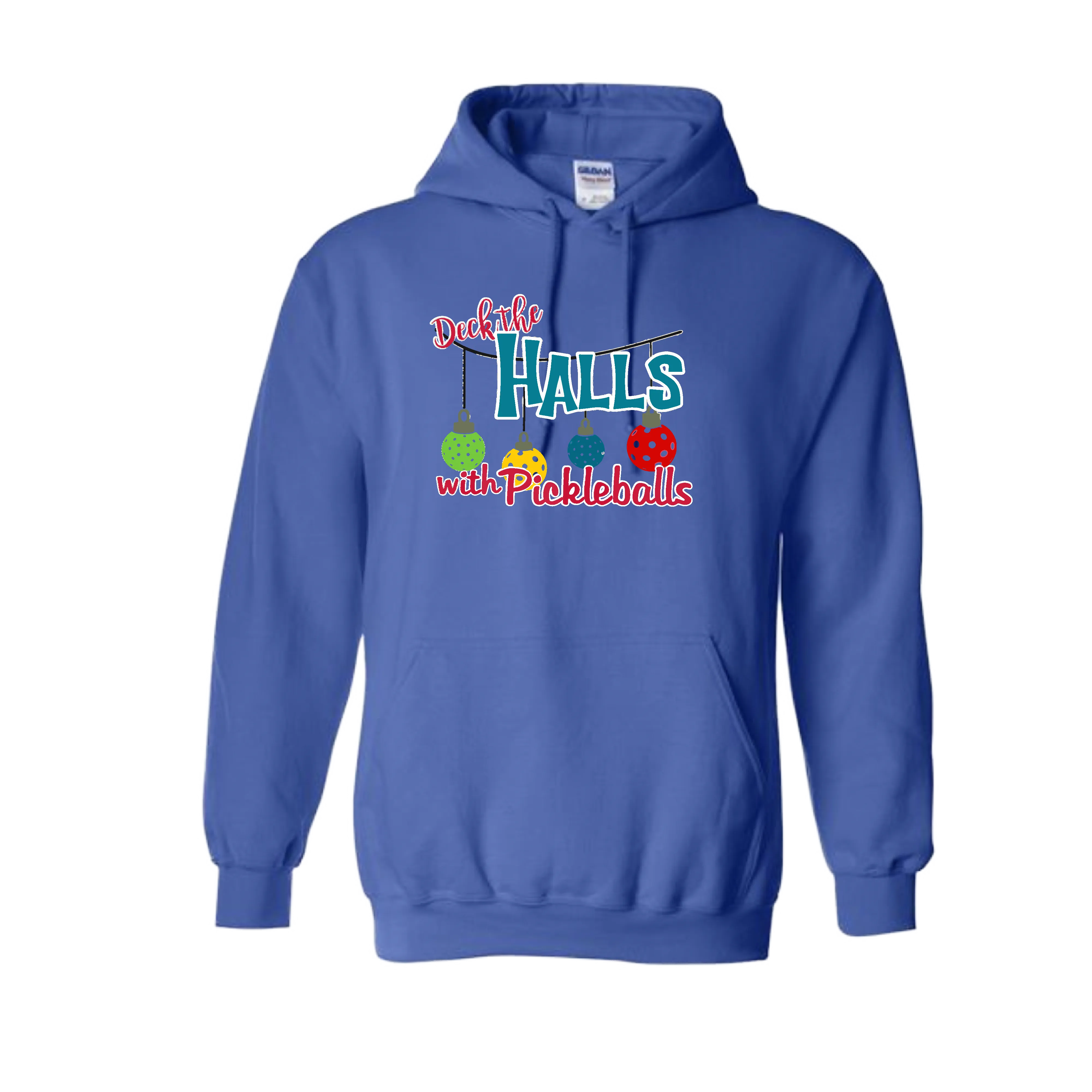 Deck the Halls with Pickleballs | Unisex Hoodie Athletic Sweatshirt | 50% Cotton/50% Polyester