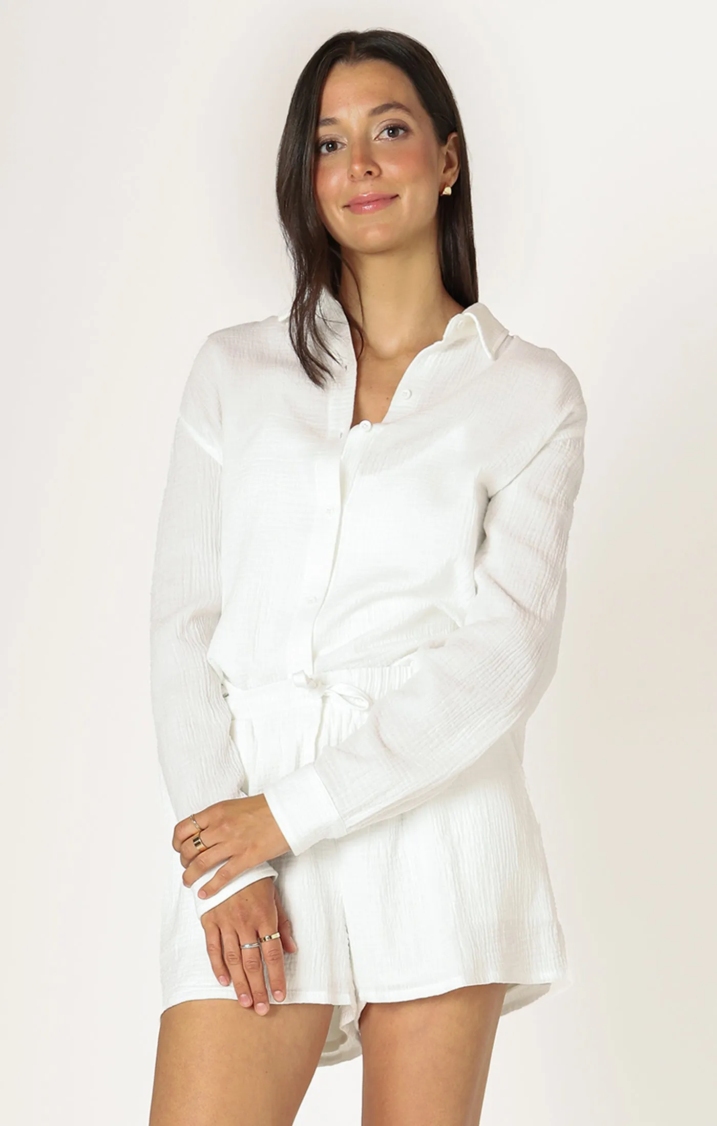 DEX - Textured Button Up Blouse