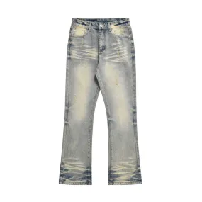 Distressed Scratches Denim Straight-leg Pants Men
