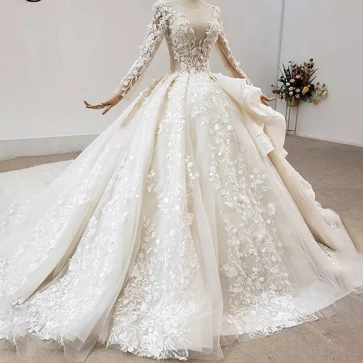 Dreamy Embroidered Ballgown Bridal Gown with Sparkling Beads and Full Skirt