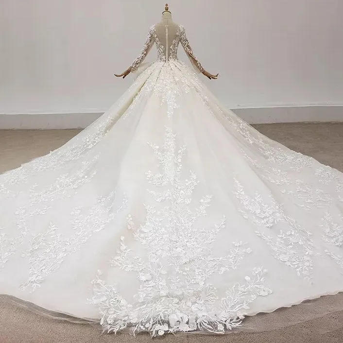 Dreamy Embroidered Ballgown Bridal Gown with Sparkling Beads and Full Skirt