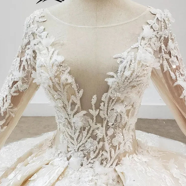 Dreamy Embroidered Ballgown Bridal Gown with Sparkling Beads and Full Skirt
