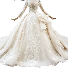 Dreamy Embroidered Ballgown Bridal Gown with Sparkling Beads and Full Skirt