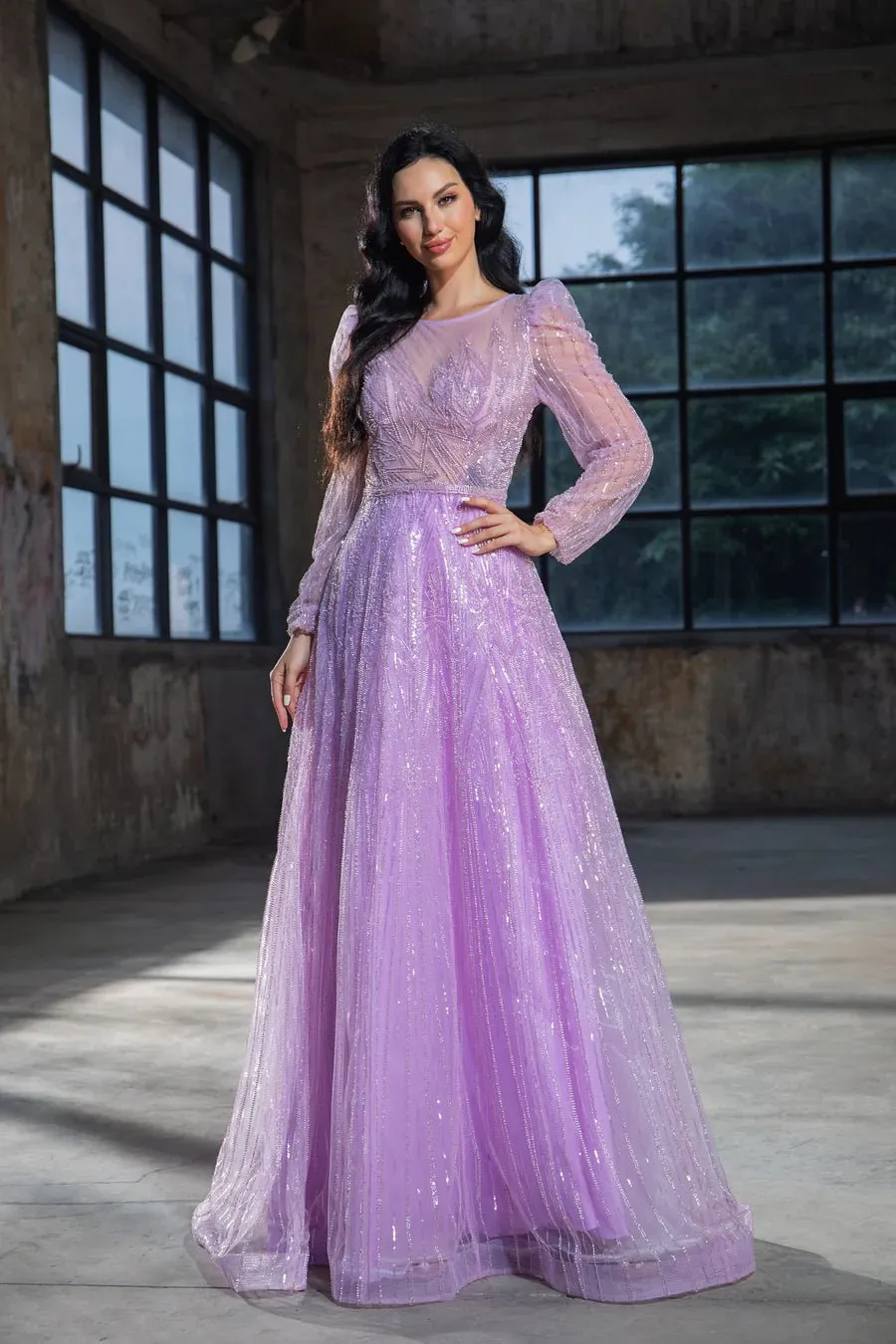 Elegant Teal Sequin Evening Gown with Sheer Long Sleeves - Designer Sequin Dress and Pretty Sequin Dress Plus Size