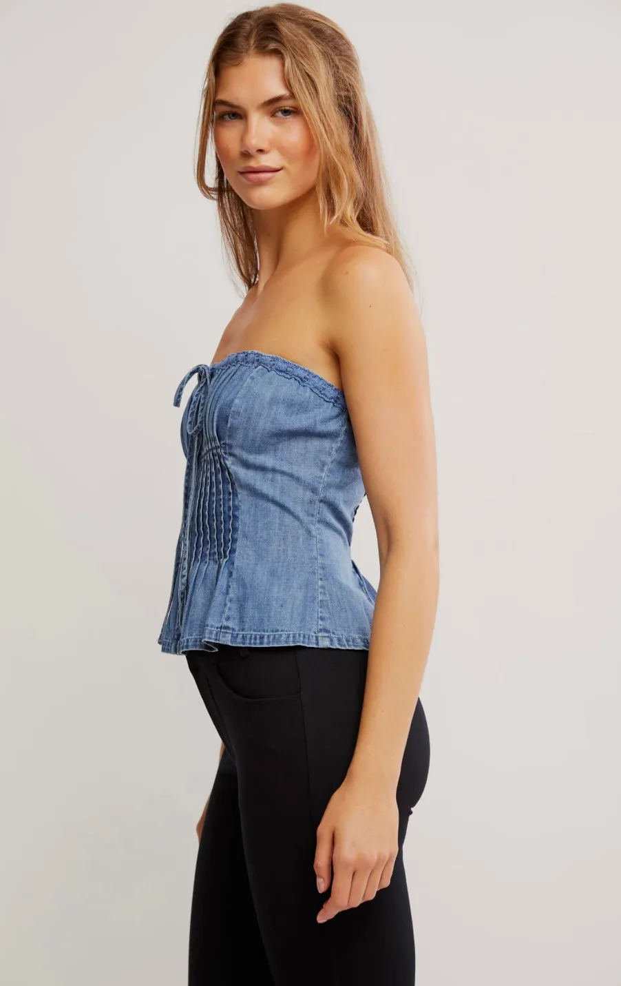 Free People Denim Wink Wink Tube Top
