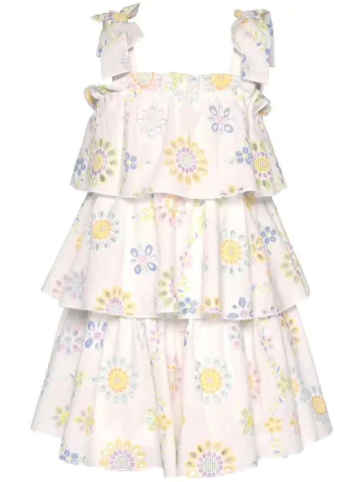GBY Eyelet Floral 3 Tiered Dress