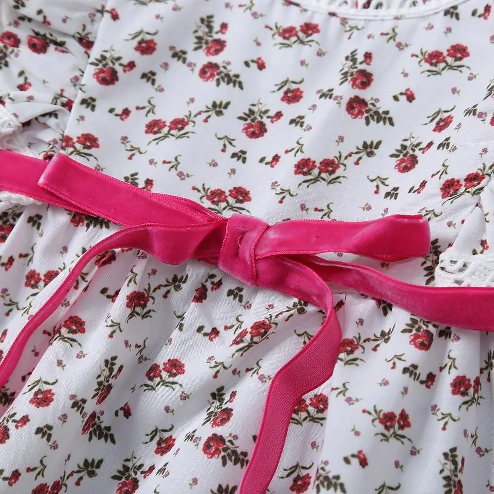 Girls Long Sleeve Printed Floral Casual Dress Baby Girl Wholesale Boutique