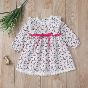 Girls Long Sleeve Printed Floral Casual Dress Baby Girl Wholesale Boutique