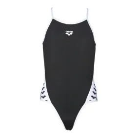 GIRLS' TEAM STRIPE ONE PIECE - BLACK