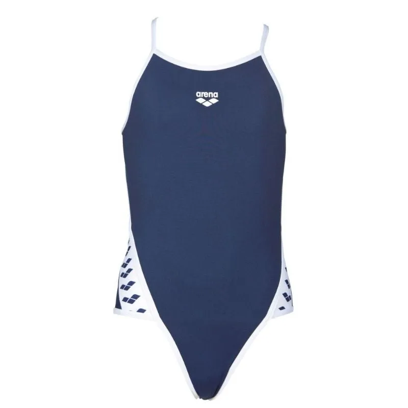 GIRLS' TEAM STRIPE ONE PIECE - NAVY