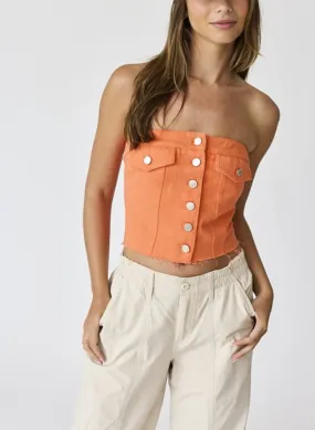 Hanna orange denim strapless top