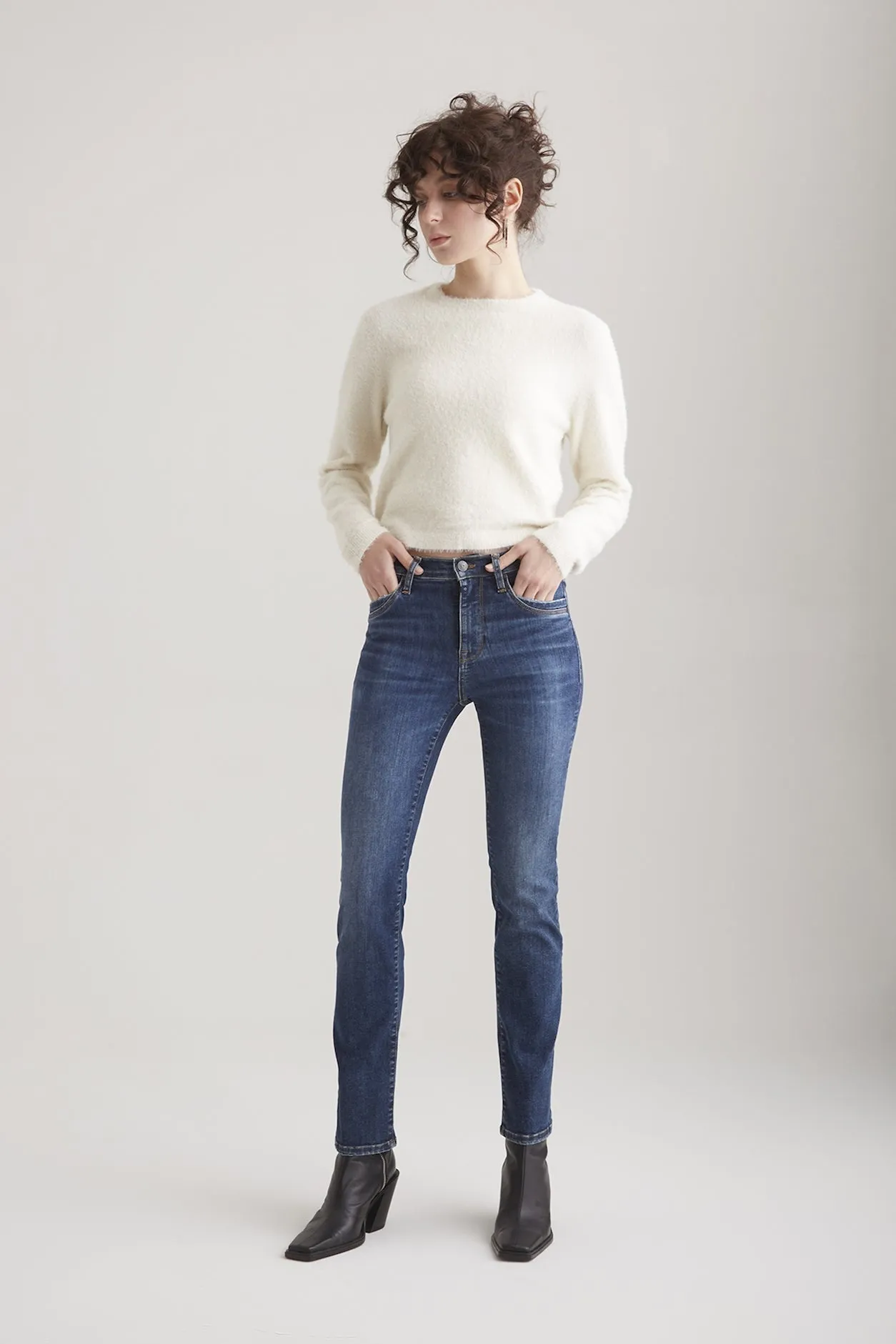 Hannah - High Waist Straight - True Blue