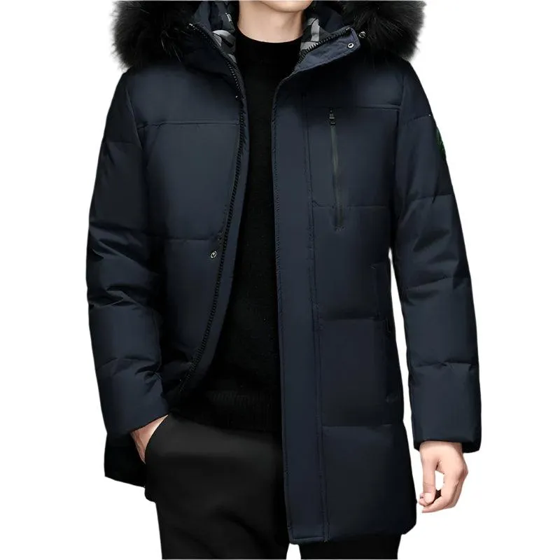 High-Quality Winter Men's Hooded Down Jacket – White Duck Down Parka