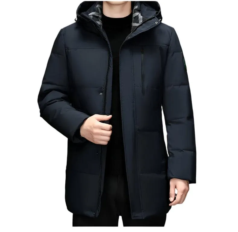 High-Quality Winter Men's Hooded Down Jacket – White Duck Down Parka