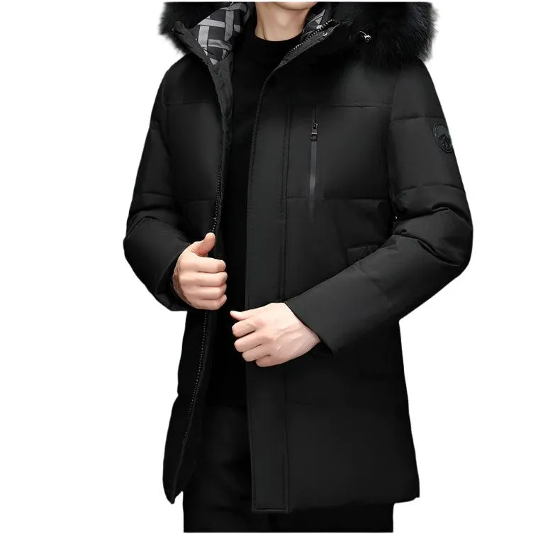 High-Quality Winter Men's Hooded Down Jacket – White Duck Down Parka