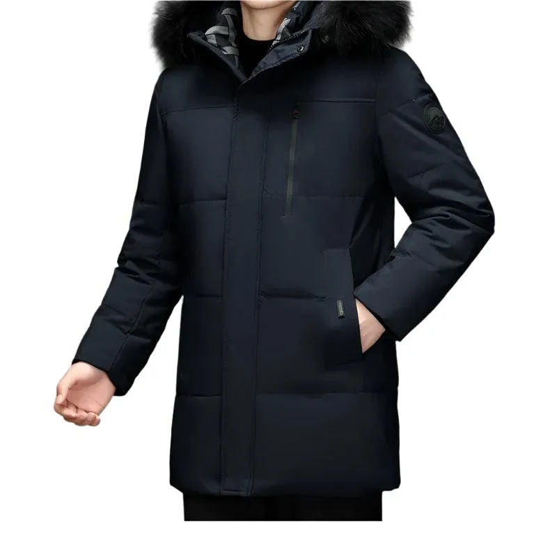 High-Quality Winter Men's Hooded Down Jacket – White Duck Down Parka