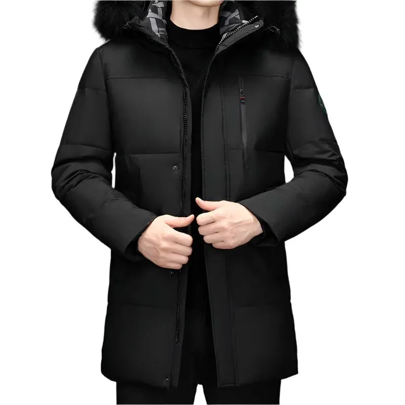 High-Quality Winter Men's Hooded Down Jacket – White Duck Down Parka