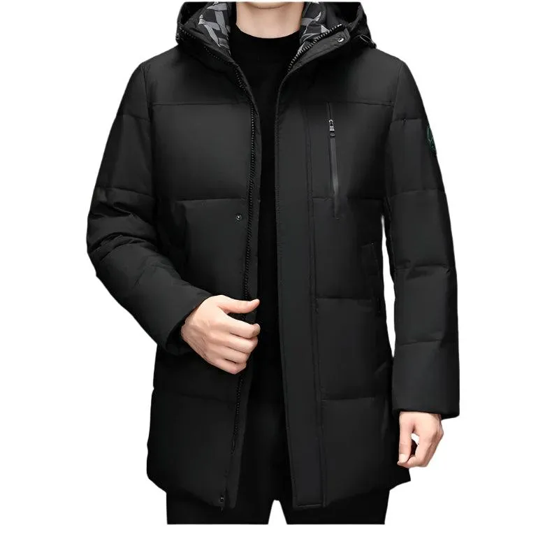 High-Quality Winter Men's Hooded Down Jacket – White Duck Down Parka