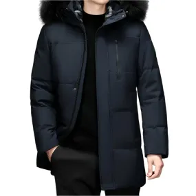 High-Quality Winter Men's Hooded Down Jacket – White Duck Down Parka