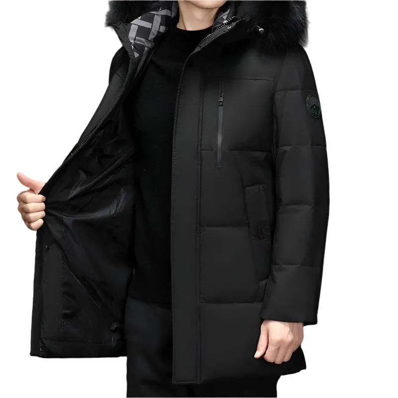 High-Quality Winter Men's Hooded Down Jacket – White Duck Down Parka