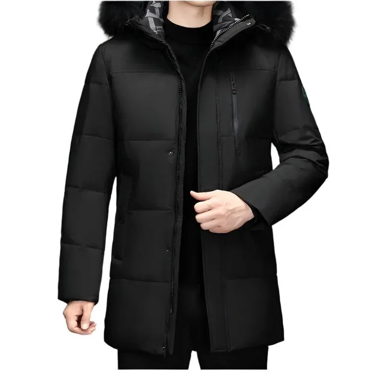High-Quality Winter Men's Hooded Down Jacket – White Duck Down Parka