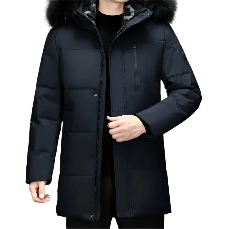 High-Quality Winter Men's Hooded Down Jacket – White Duck Down Parka