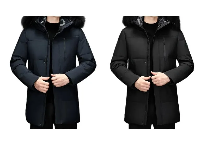 High-Quality Winter Men's Hooded Down Jacket – White Duck Down Parka