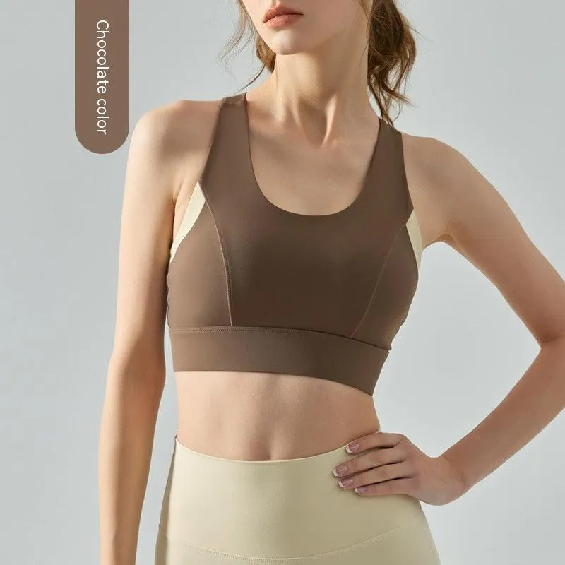 High-strength Sports Underwear One-piece Seamless Hook And Eye Closure Yoga Shockproof Push-up Back-beautifying Bra
